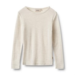 Wheat Wool T-shirt L/S Alfie - Eggshell melange